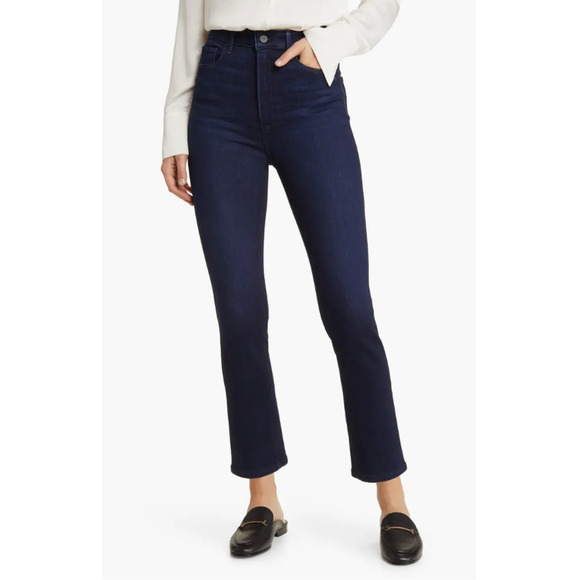 PAIGE CINDY High Rise Ankle Straight Dark Wash Denim Jean in Sussex // 0 - Picture 1 of 15